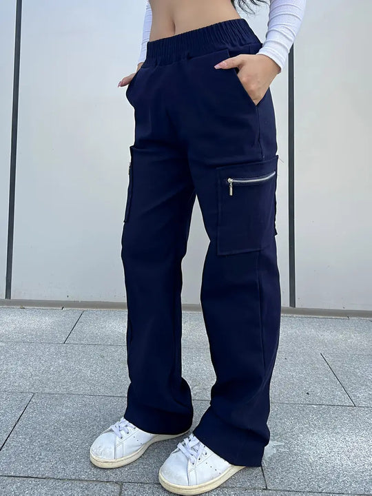 Damen Bequeme Cargo-Hose mit elastischem Bund EB