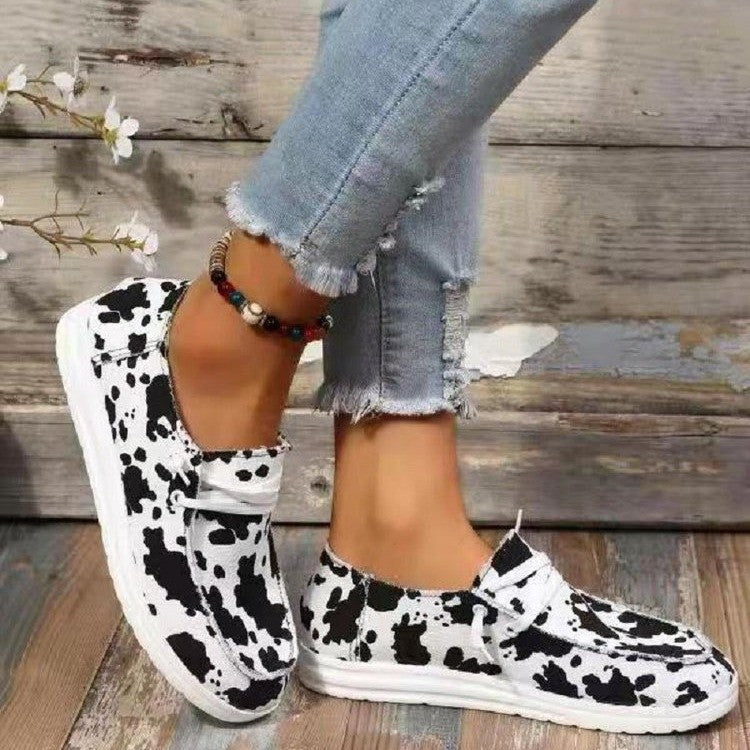 Damen modische Slip-On Sneakers mit tierischem Muster EB