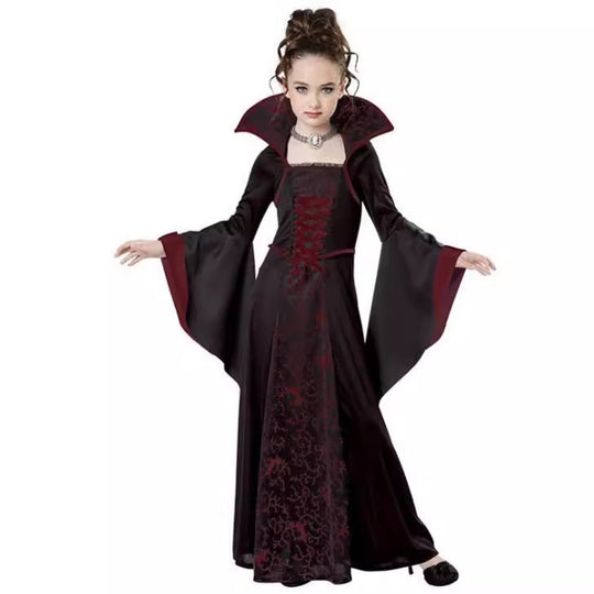 Mädchen Halloween Kostüm im Vampir-Stil mit bunten Akzenten Heidi-Mode