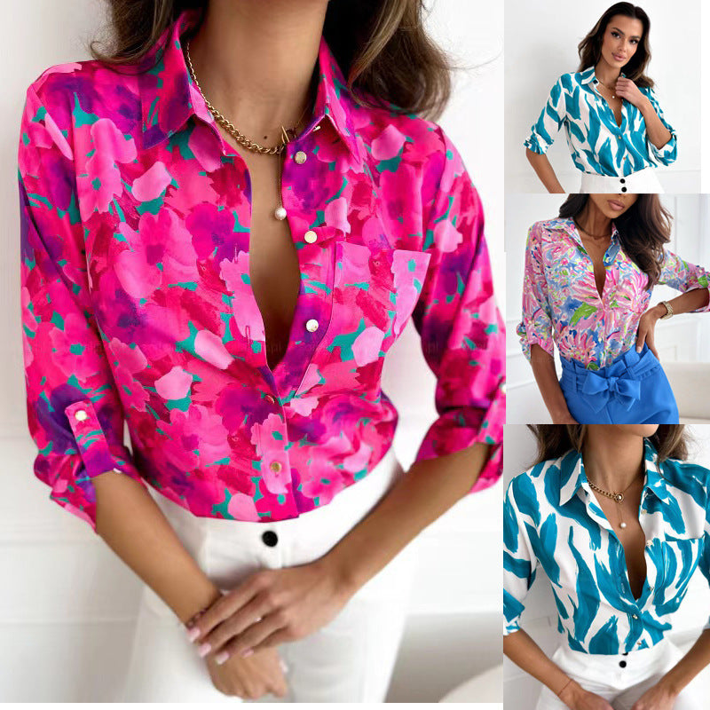Damen Bluse mit floralen Akzenten und lässigem Schnitt EB