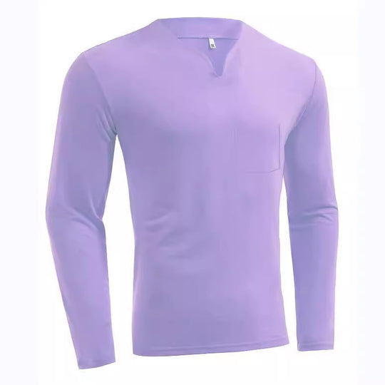 Herren nan Langarmshirt mit V-Ausschnitt Slim Fit Baumwollmix und elastischem Komfortbund EB