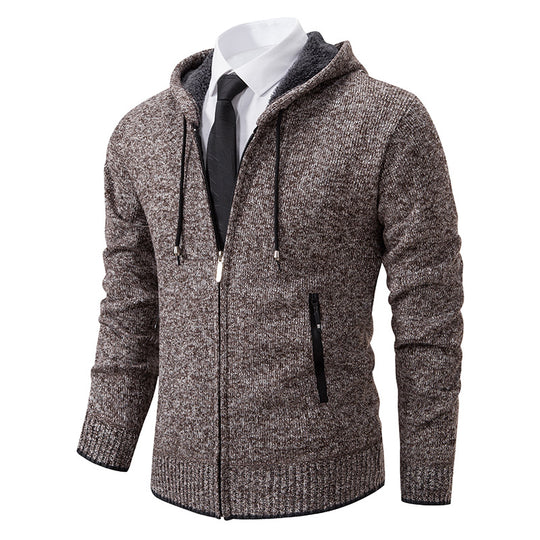 Herren Strickjacke mit Kapuze und weichem Innenfutter EB