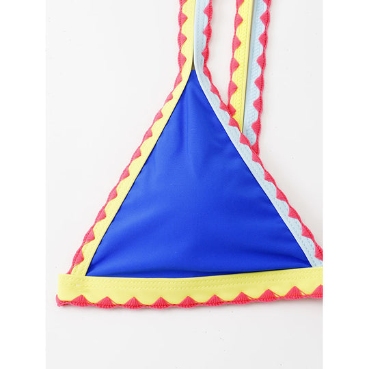Damen Triangel-Bikini mit buntem Spitzenband EB