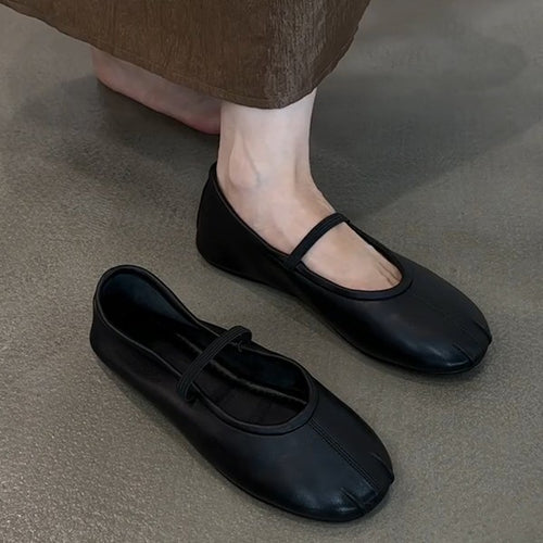 Damen Bequeme Ballerinas mit elastischem Riemen und weichem Innenfutter EB