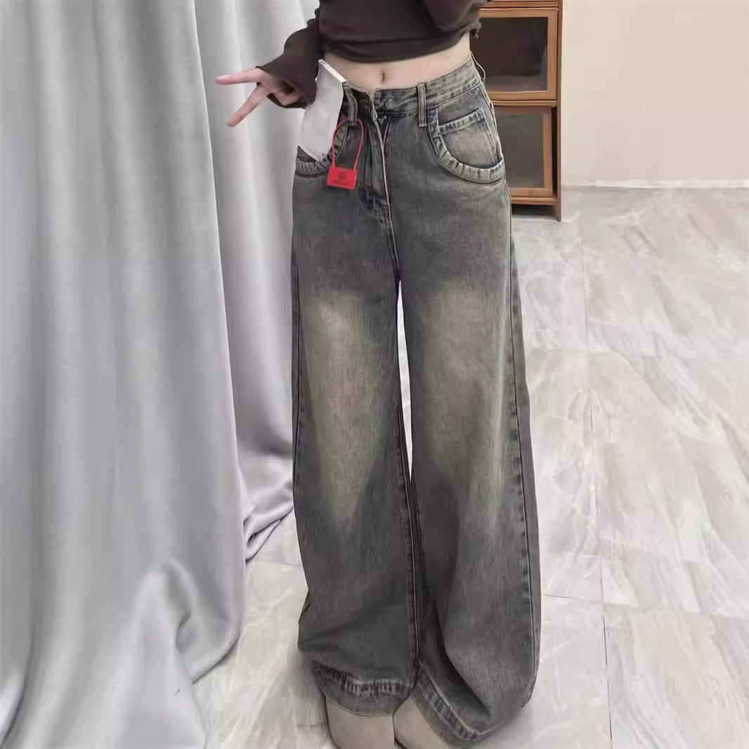 Damen weite High-Waist Jeans mit angenehmem Tragekomfort und modischem Vintage-Look EB