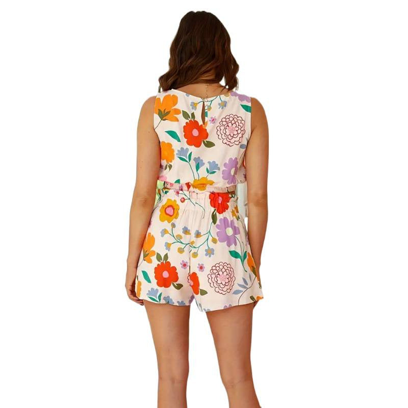 Damen Blusenset mit floralem Muster und elastischem Bund EB