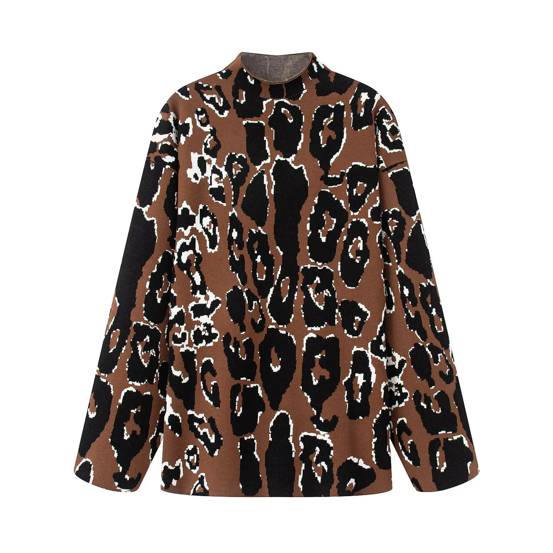 Damen lässiger Animal-Print Pullover EB