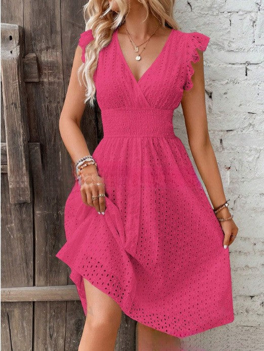 Damen Sommerkleid mit eleganten Spitzenärmeln EB