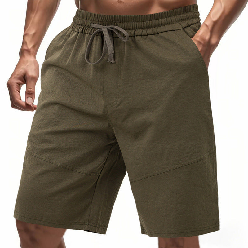 Herren nan knielange Leinenmix-Shorts mit elastischem Kordelzugbund und seitlichen Schubtaschen EB