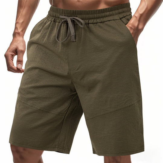 Herren nan knielange Leinenmix-Shorts mit elastischem Kordelzugbund und seitlichen Schubtaschen EB