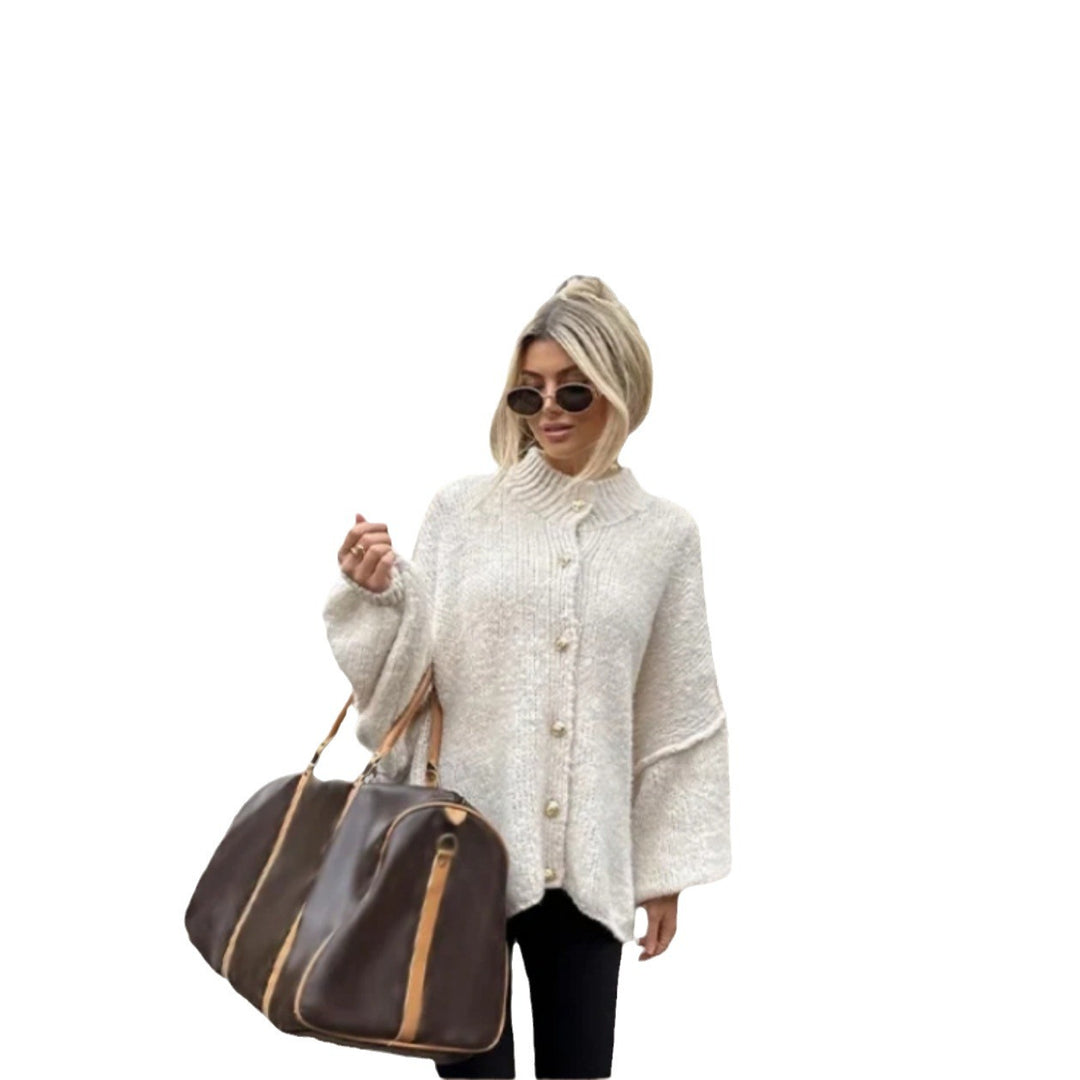 Damen Strickjacke mit weiten Ärmeln und Knopfdetails EB