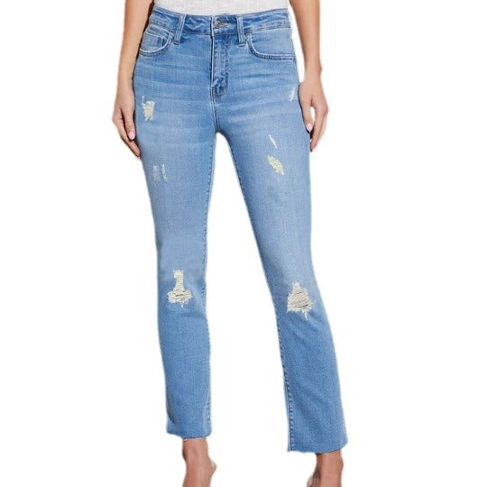 Damen Ripped Jeans mit elegantem Schnitt und modischen Details EB