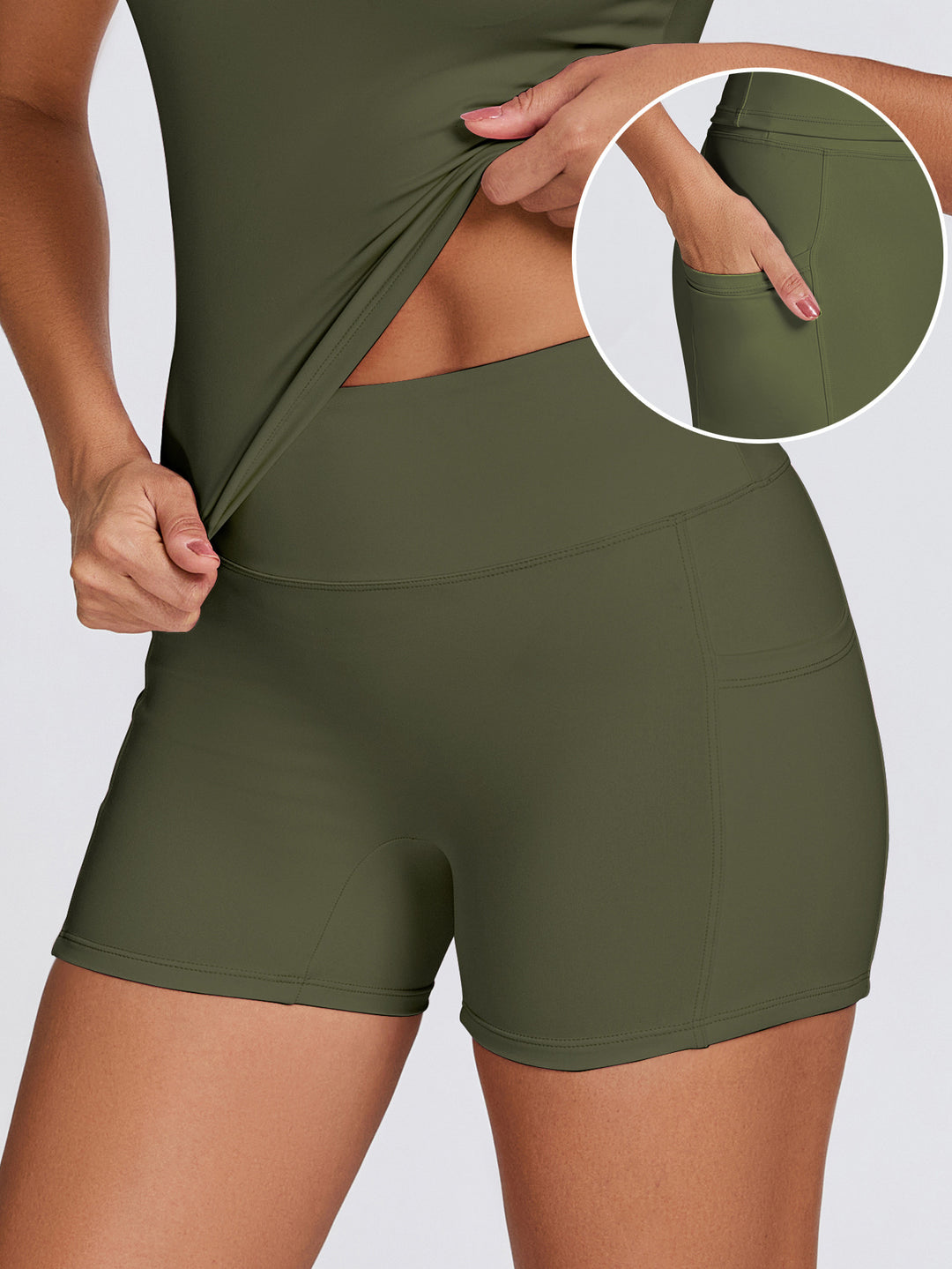 Damen Sportliche Kompressions-Shorts mit praktischen Seitentaschen EB