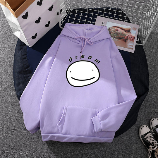Unisex nan Oversize-Kapuzenpullover mit minimalistischem Smiley-Print, weichem Fleece-Innenfutter und praktischer Kängurutasche EB
