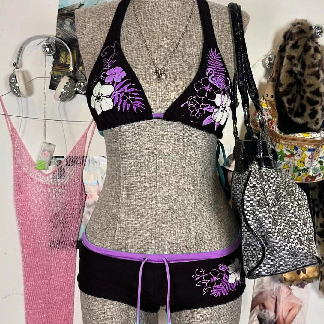 Damen-Bikini-Set mit floralem Design und verstellbaren Trägern EB