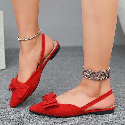 Damen Slingback-Mokassins mit dekorativem Schleifen-Detail EB