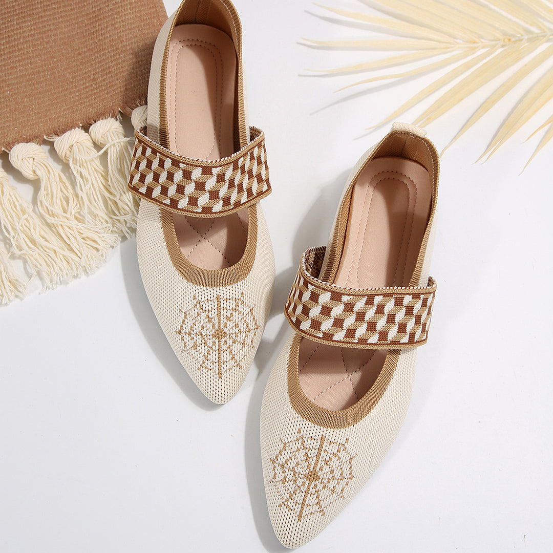 Damen Ballerinas mit elastischem Riemendesign und modischem Tiermuster EB