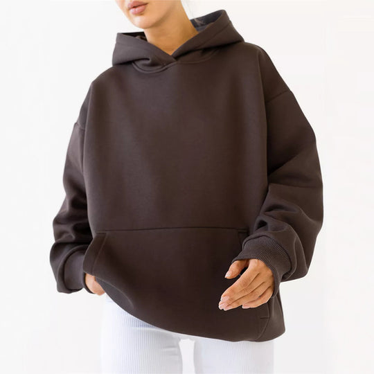Damen Kuscheliger Oversized Hoodie mit Kängurutasche EB