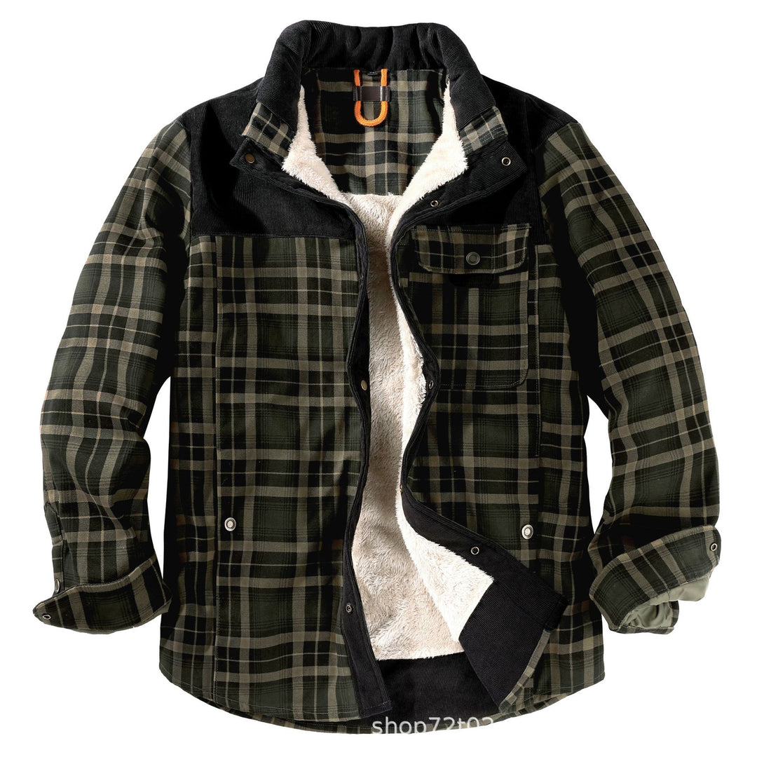 Herren gefütterte Karojacke mit Teddyfell-Hausschicht und praktischen Taschen EB