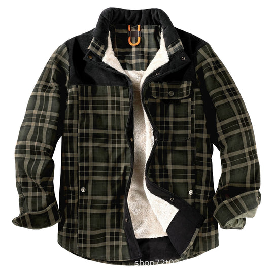 Herren gefütterte Karo-Hemdjacke im lässigen Stil mit praktischen Taschen EB