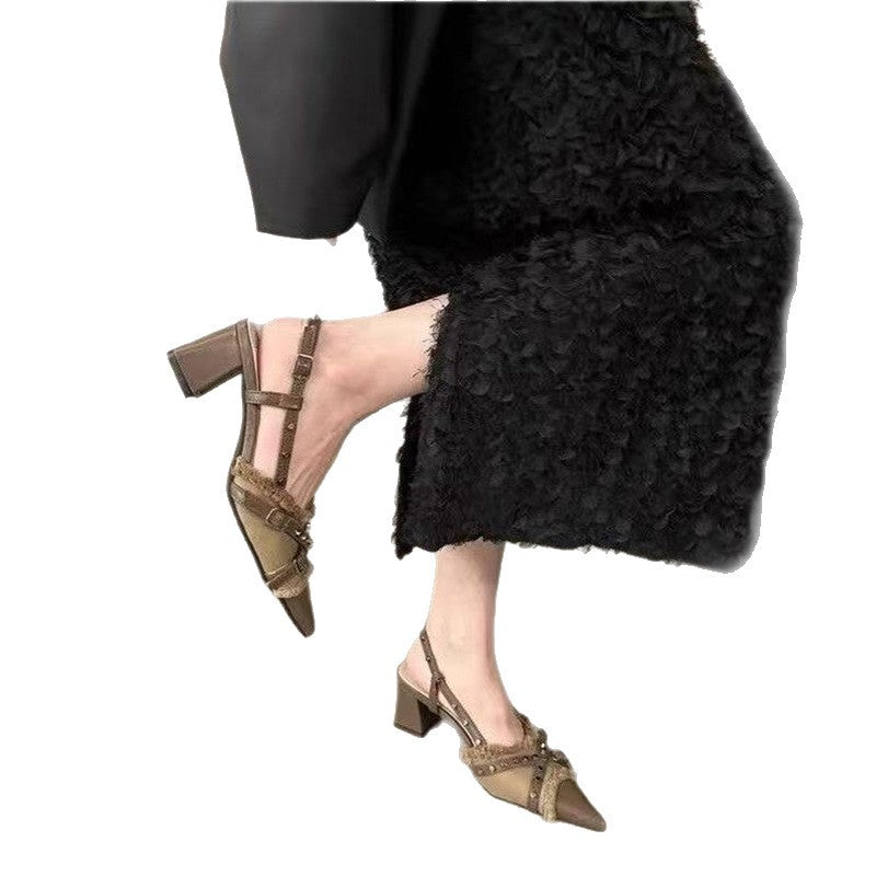 Damen Slingback Pumps mit dekorativen Riemchen und modernem Design EB