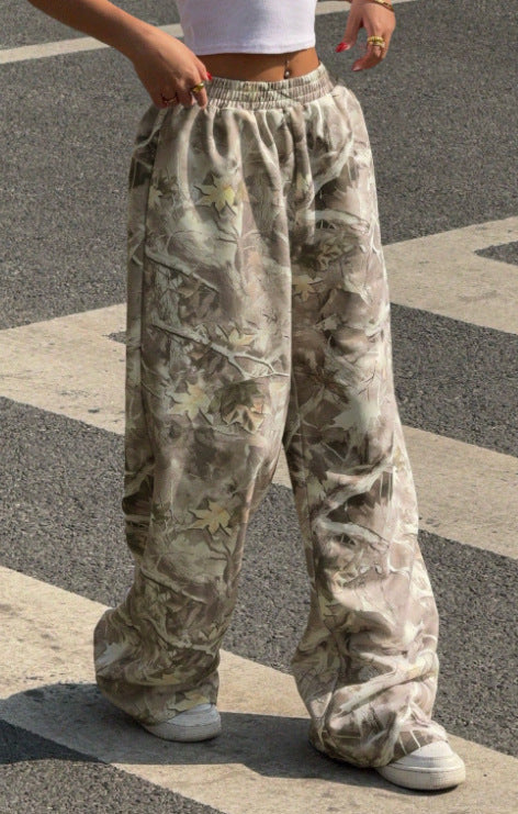 Damen nan weite Palazzo-Hose mit floralem Alloverprint und elastischem Bund EB