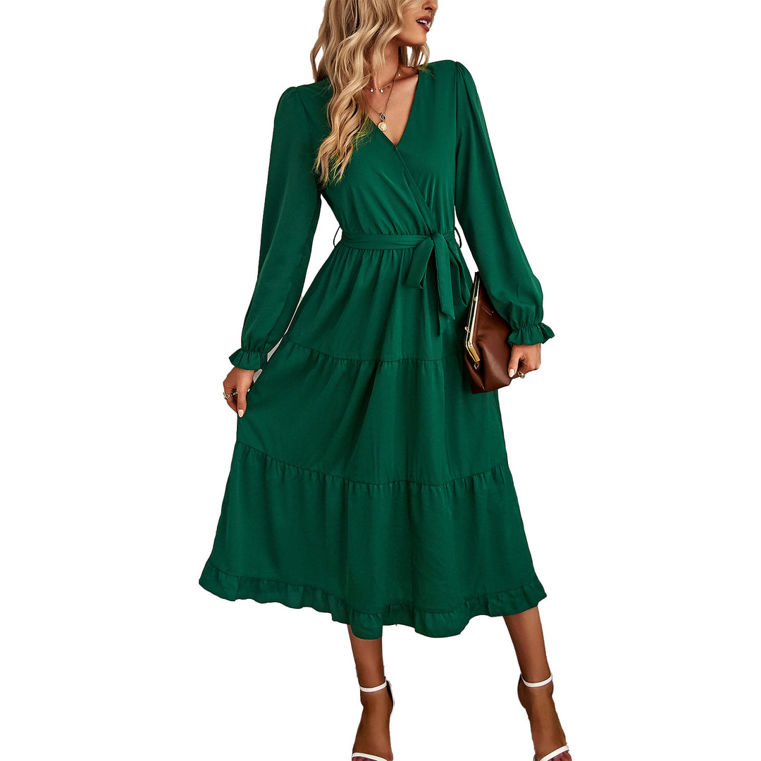 Damen Maxikleid mit Wickeloptik und Kleidungsdetails EB