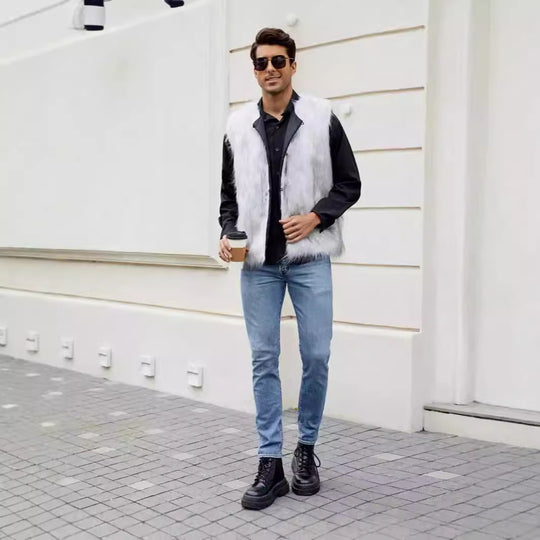 Herren Modische Kunstpelz-Weste EB