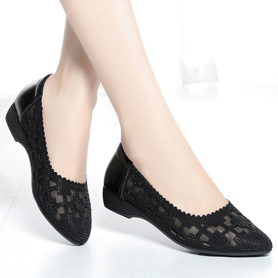Damen Elegante Ballerinas mit modischem Cut-Out-Design und funkelnden Strassdetails EB