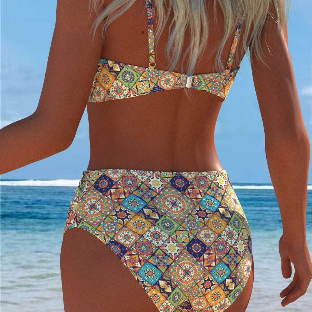 Damen Bikini-Set mit elegantem Balconette-Oberteil und hoch geschnittenen Badeshorts EB