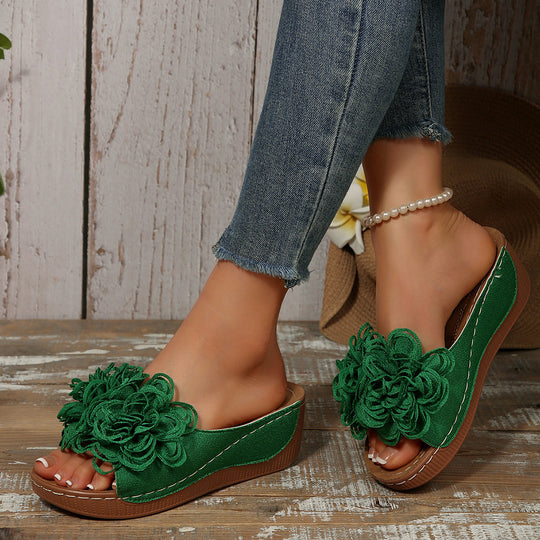Damen Wedge-Sandalen mit floralem Dekor EB