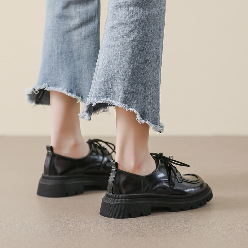 Damen modische Schnürschuhe mit blockartigem Absatz und eleganter Schnallenverzierung EB