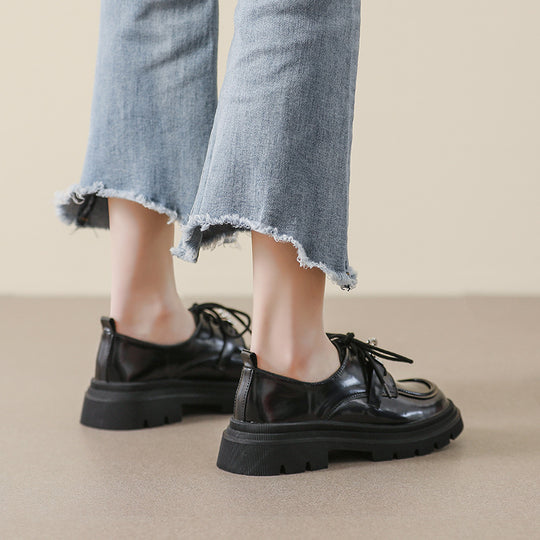 Damen modische Schnürschuhe mit blockartigem Absatz und eleganter Schnallenverzierung EB