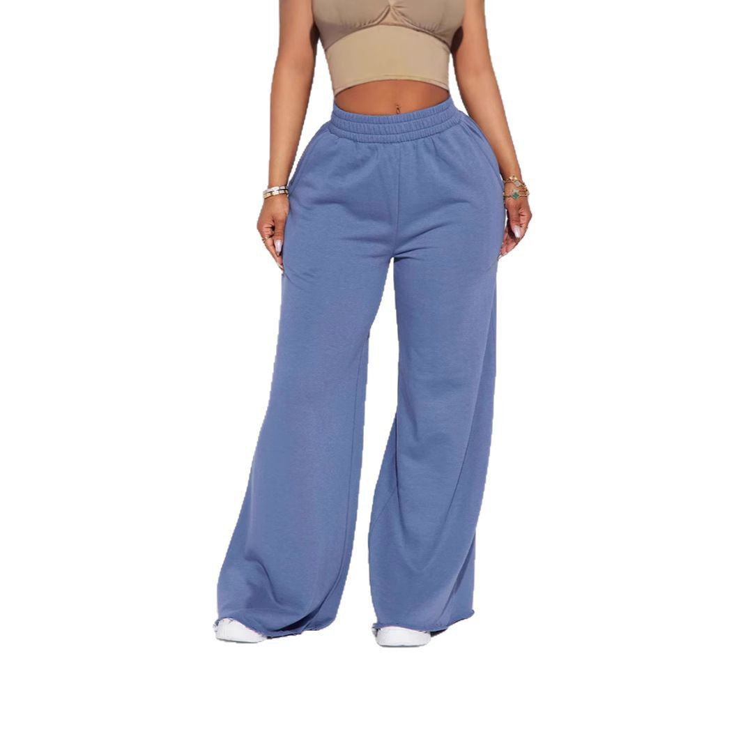 Damen nan weite High-Waist Loungehose mit elastischem Bund und praktischen Seitentaschen EB