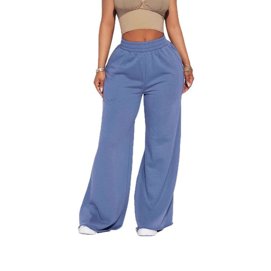 Damen nan weite High-Waist Loungehose mit elastischem Bund und praktischen Seitentaschen EB