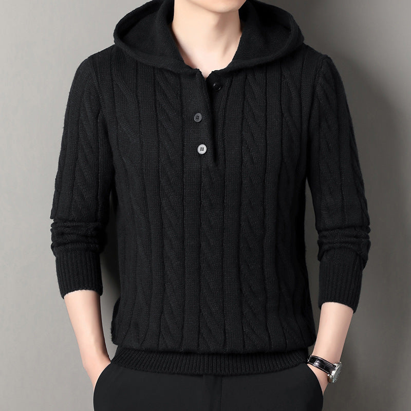 Herren Kapuzenpullover mit strukturierter Strickoptik EB