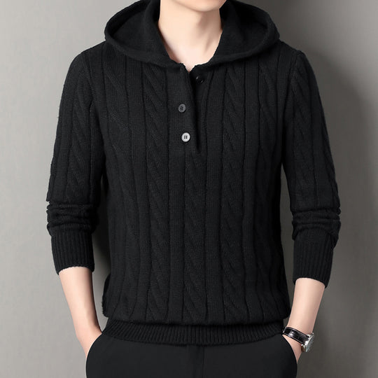 Herren Kapuzenpullover mit strukturierter Strickoptik EB