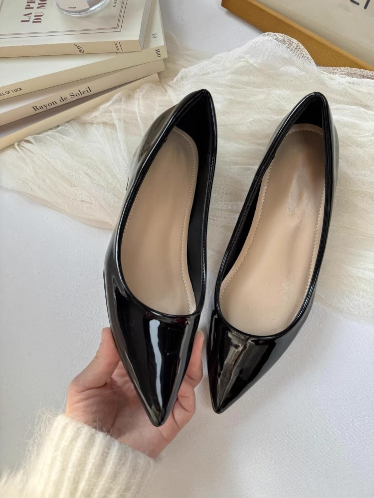 Damen spitze Ballerinas mit elegantem Glanzfinish EB