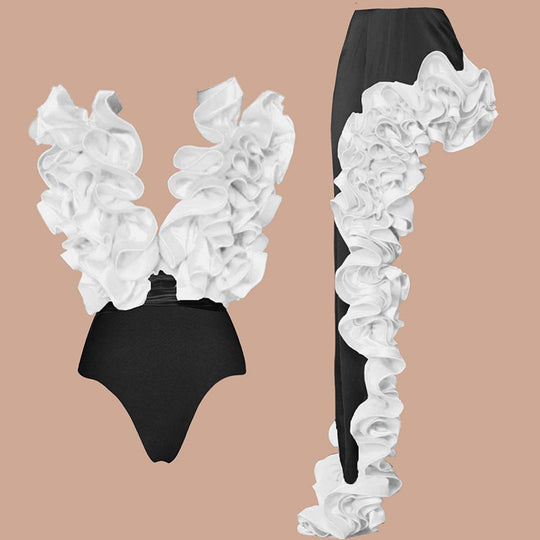Damen auffälliges Badeanzug und Palazzo-Hose Set EB