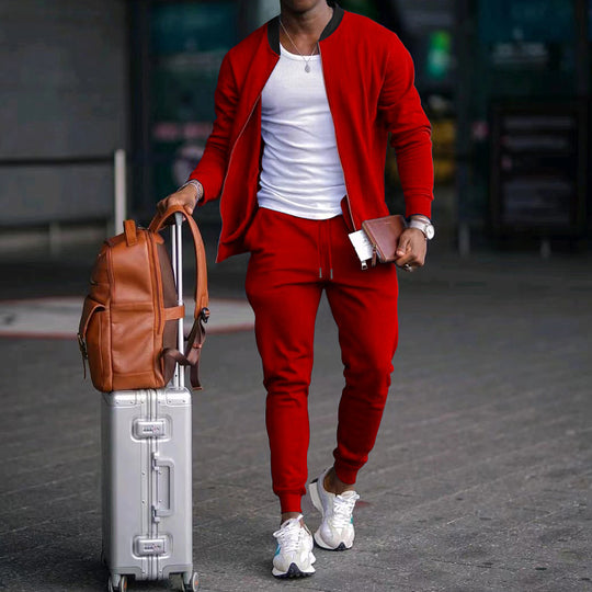 Herren Sportliches Freizeit-Set aus atmungsaktivem Material mit Reißverschluss und praktischen Taschen EB