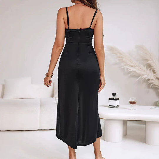 Damen Elegantes Maxi-Kleid mit asymmetrischem Schnitt und hohem Schlitz EB