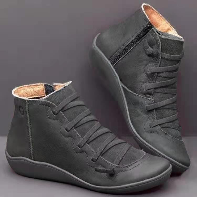 Damen Sneaker-Boots aus geschmeidigem Leder mit innovativem Schnür- und Reißverschlussdesign EB