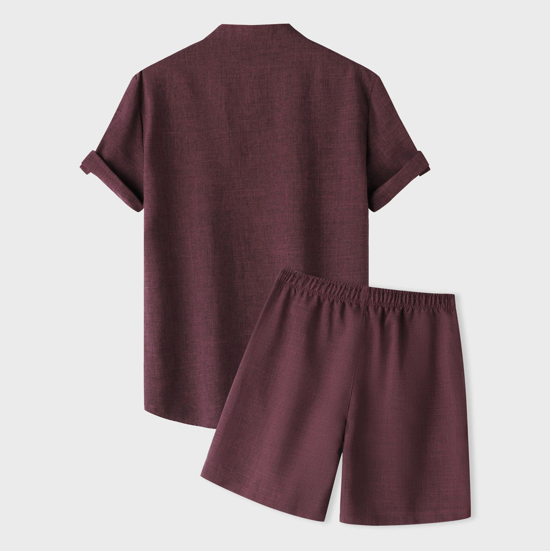 Damen Kurzarm Pyjama-Set aus atmungsaktivem Stoff mit elastischem Bund EB