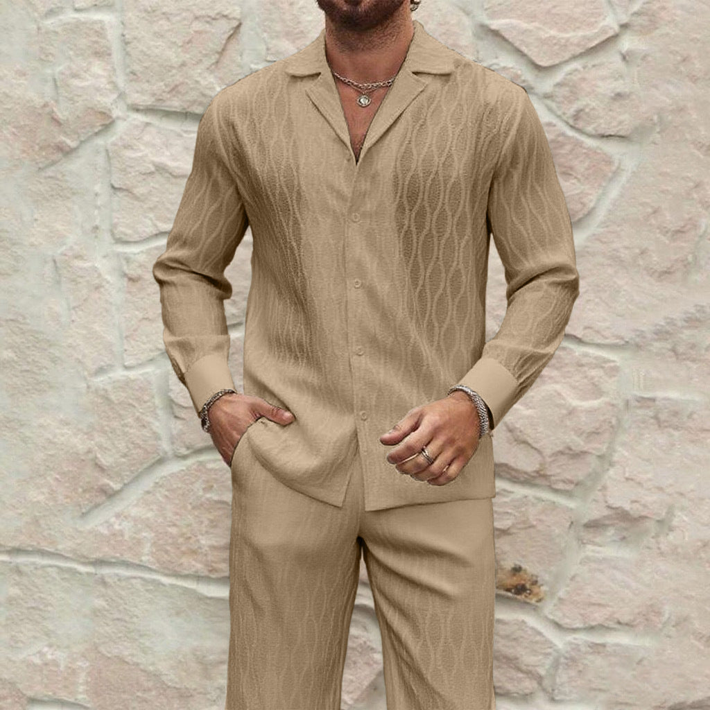 Herren eleganter Set mit feinem Strukturmuster und komfortablem Schnitt EB