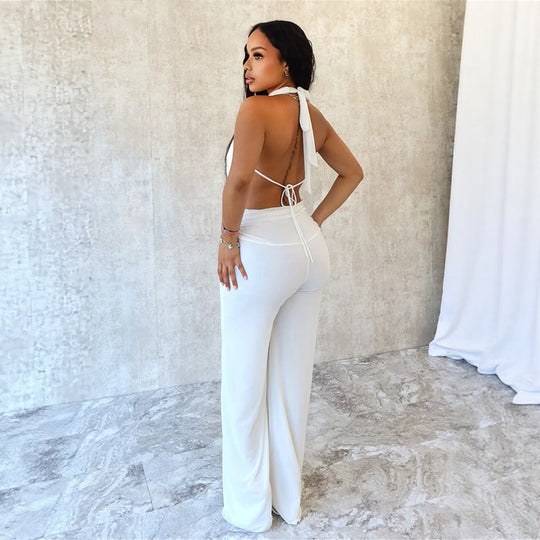 Damen Jumpsuit mit elegantem Wickeldetail und weiten Beinpartien EB
