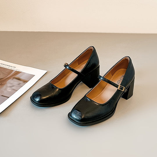 Damen elegante Mary Jane Pumps mit komfortablem Blockabsatz EB