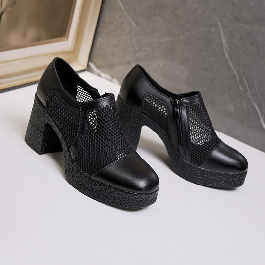 Damen Plateau-Stiefeletten mit Netzstruktur EB