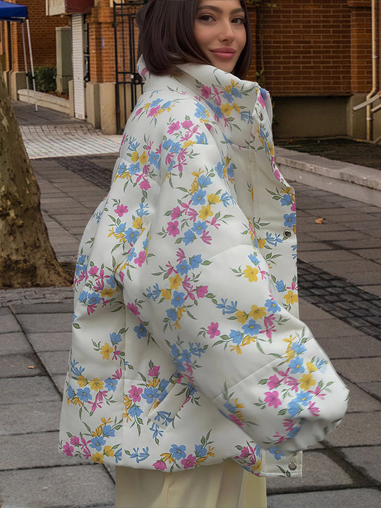 Damen Freizeitjacke mit floralem Muster und voluminösen Ärmeln EB