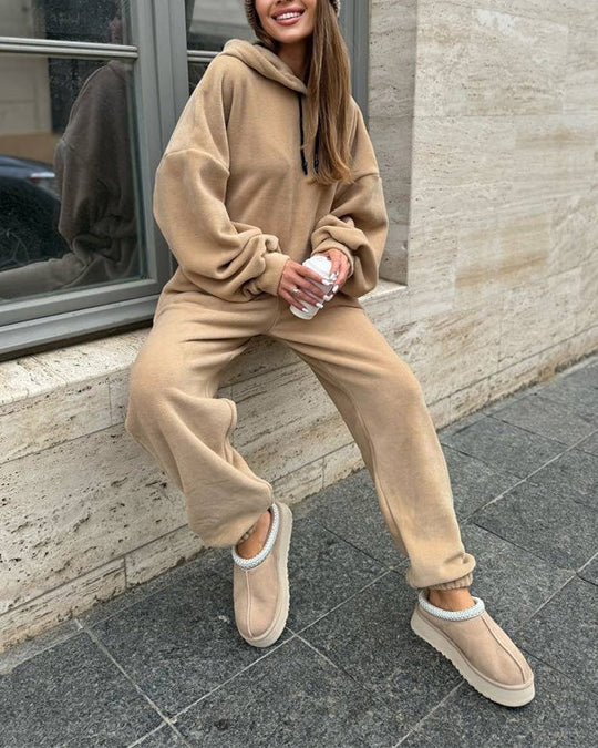 EB | Crew Polar Fleece Kapuzenpullover und Jogginghose Zweiteiliges Satz