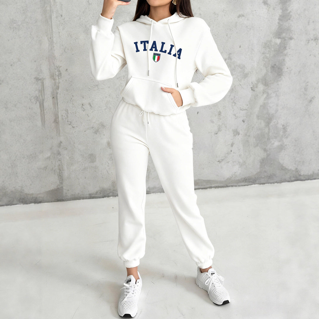 Damen nan kuscheliges Hoodie-Jogginganzug-Set mit Kapuze, Kängurutasche, soft gebürstetem Innenfutter und Mexico-Print EB